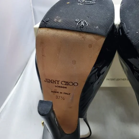 Jimmy Choo peep toe platform shoes sling back buckle fastenings Black 37…